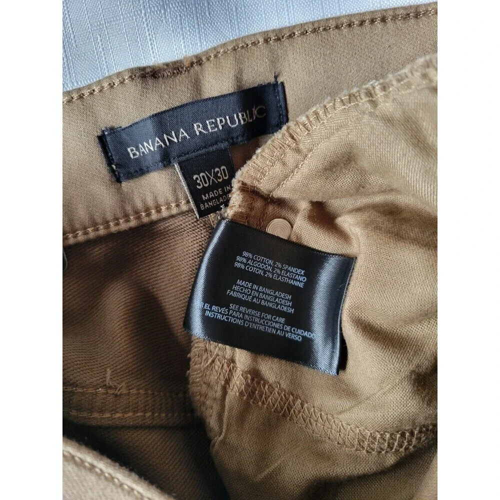 Banana Republic Men's Pant 30x30 Stretch Tan 5-pocket Slim Fit